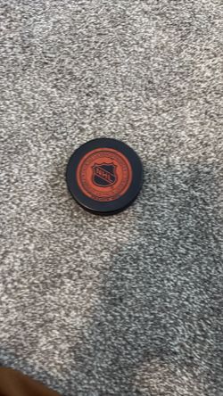 Real jockey puck used in a real pro game