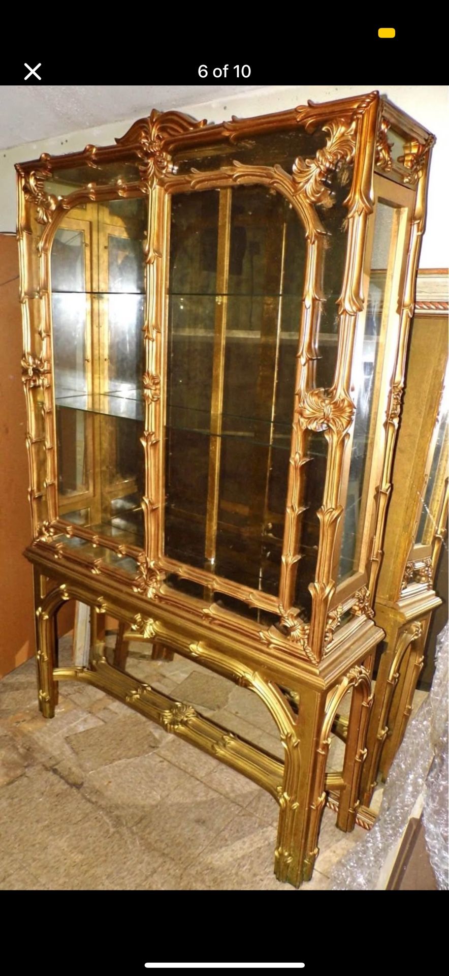 Beautiful gold ornate China cabinet