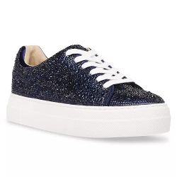 Betsey Johnson Women's Sidny Lace-Up Platform Sneakers, Navy Blue, 6.5