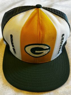 Green Bay Packers Vintage AJD Lucky Stripes Mesh Snap Trucker Hat Cap