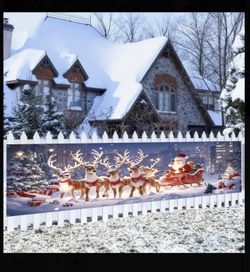 Christmas outdoor Banner santa and reindeer 
