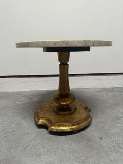 Vintage Golden Mable and Wood Console Table