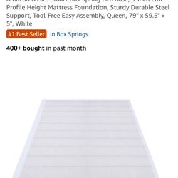 Amazon Basics Smart Box Spring Bed Base, 5-Inch Low Profile Height Mattress Foundation, Sturdy Durable Steel Support, Tool-Free Easy Assembly, Queen, 