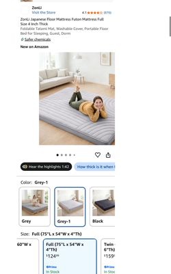 Japanese Floor Mattress Futon Mattress Full Size 4 Inch Thick (m19)
