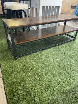 Industrial TV Stand with Storage Shelf