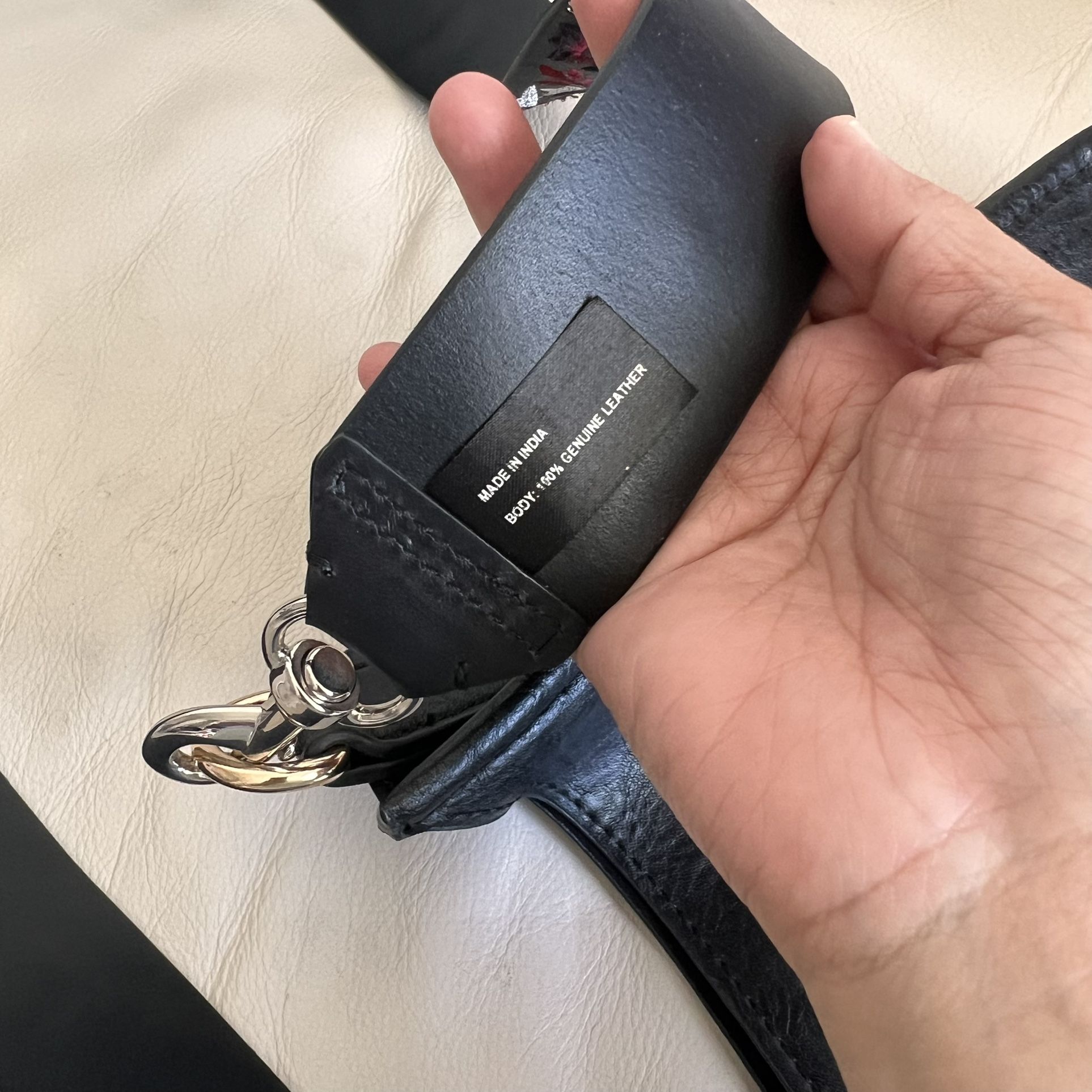 ah.dorned Classic Vegan Leather Messenger Embroidered Removable Strap