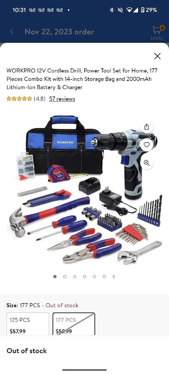 WORKPRO 12V Cordless Drill
