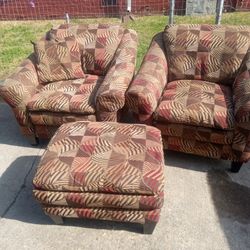 Two Chairs And A Footstool $90 Or Best Offer