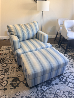 Blue Striped Lounge Chair