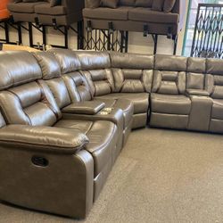 New Gray Power Recliner Sectional Couch Only $50 Down Payment 