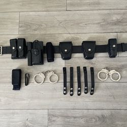 GENUINE LAW ENFORCEMENT SECURITY SAM BROWNE DUTY BELT + EXTRAS! SIZE 36