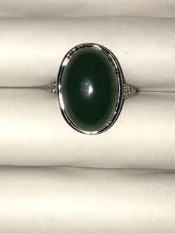 Size 7 jade in silver ring