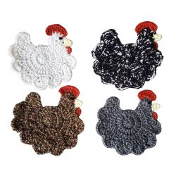 Crochet Chicken Coaster Set of 4