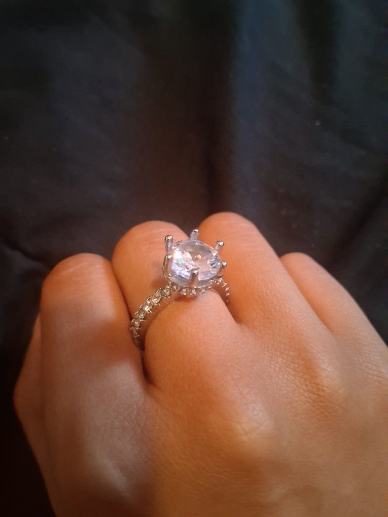 Women Sterling Silver Rings Engagement Ring And Wedding Band
