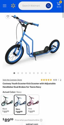 Through scooter with adjustable handle bars.