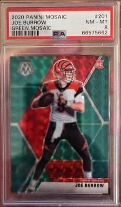 2020 Panini Mosaic Joe Burrow Green Mosaic RC PSA 8
