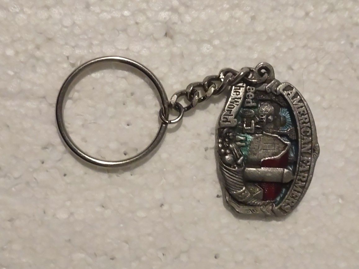 Nice American Farmers Feed the World Pewter Key Chain
