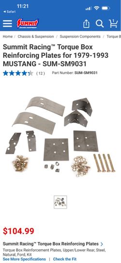 Summit Racing™ Torque Box Reinforcing Plates for 1(contact info removed) MUSTANG - SUM-SM9031