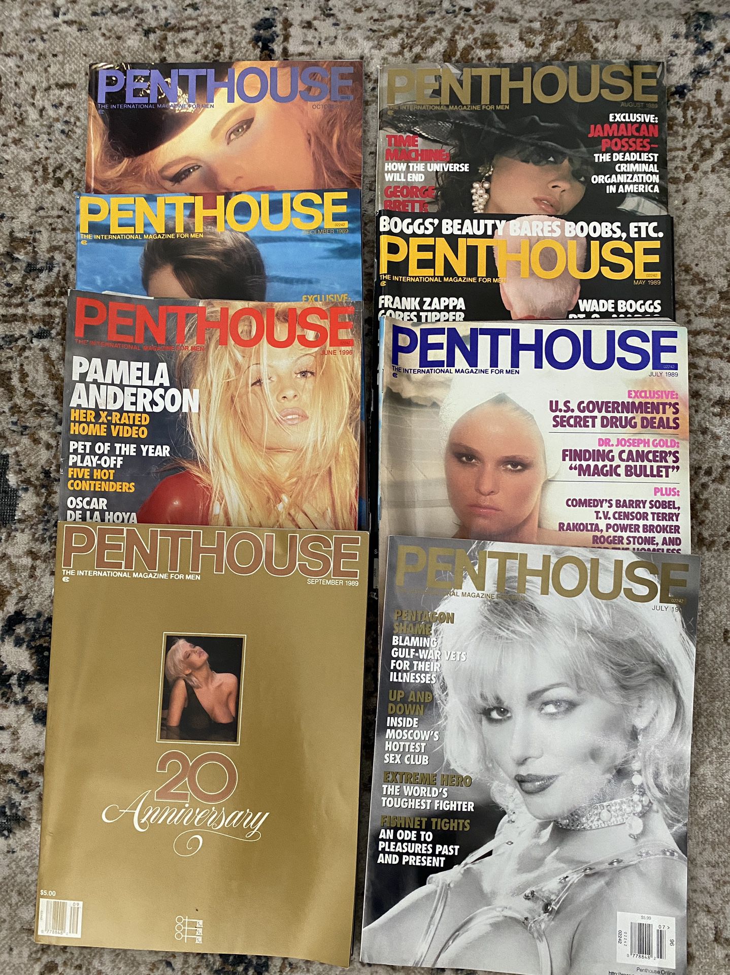 Eight issues of eighties/nineties penthouse magazines