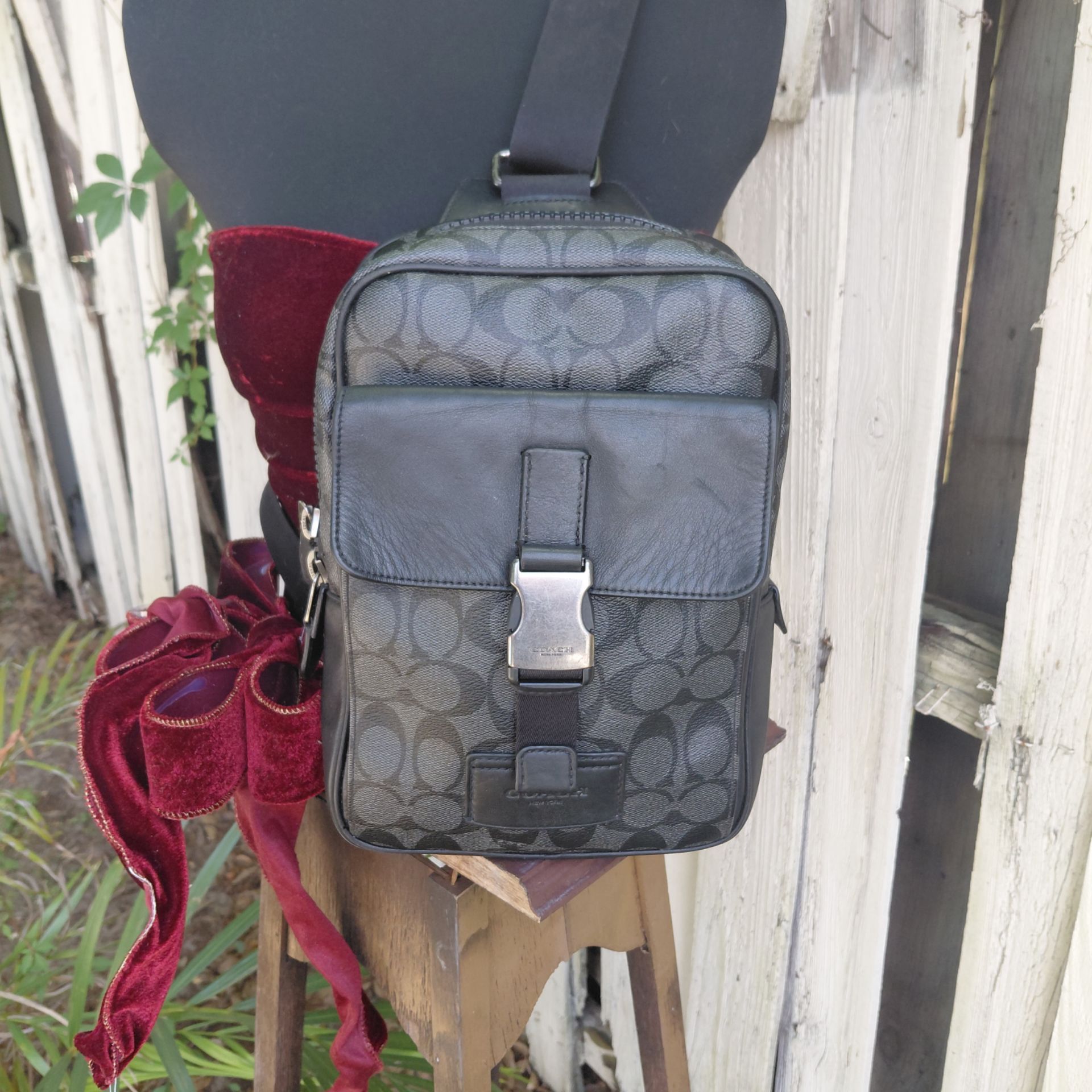 Coach Men's Track Pack in Signuare Canvas• Style Number• 2711 Black and Charcoal