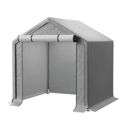 36 sq. ft. Peak-Style Metal Storage Shed in Grey with Roll up Zipper Door [NEW]