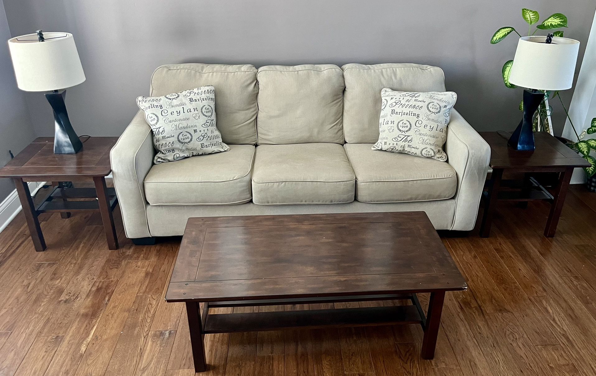 Sofa, End Tables, Lamps And Coffee Table Set