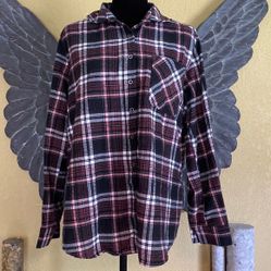 Faded Rose Oversized Button Down Plaid Shirt 