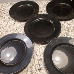 5 Vintage  Black Amethyst Dinner Plates