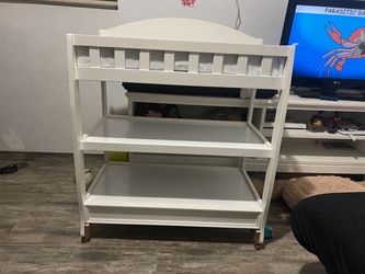White Baby Changing Table with Shelves
