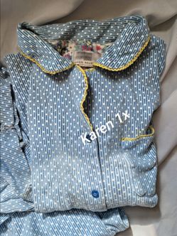 Womens Karen Neuburger Plus 1x 2pc Soft Flannel Panama's 60% Cotton, 40% Polyester. Damage On Bottoms In Picture. 28" Length Which Is More Of Petite S