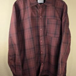 Stylus Men's Burgundy Black Plaid Lined Shirt Jacket Coat Large NWOT