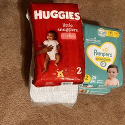 4 Pampers And 1 Huggies For 2 Months Baby 