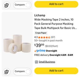 Lichamp Wide Masking Tape 2 inches, 10 Pack General Purpose Masking Tape Bulk Multipack for Basic Use