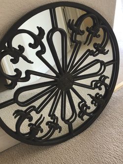 Round Wrought Iron Mirror • Black • 24 Inches