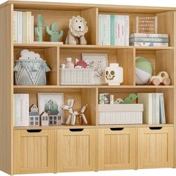 Toy Storage Organizer, Large Toy Organizers and Storage with 4 Movable Drawers and 7 Storage Cubbies, Toy Chest Shelf Organizer with Hidden