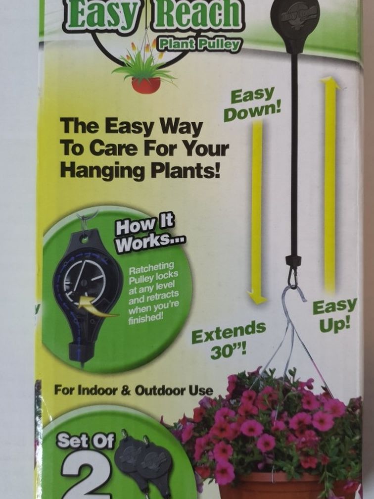 Easy Reach Plant Pulley - As Seen On TV - Set of 2 - Indoors & Outdoor Use, New. Condition is "New". Easy Reach plant pulley: The Easy way to care fo