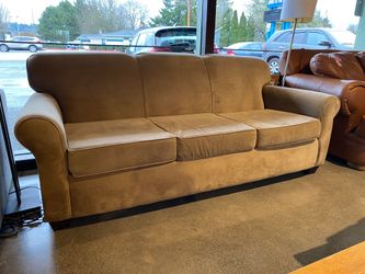 Plush Tan Three Seater Couch