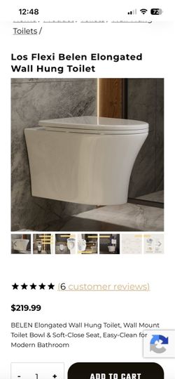 Los Flexi White Elongated Custom height Wall-hung Rough-In Dual Flush Soft Close 1-piece