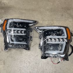 Pair 2021 2022 2023 Ford F150 LED Halo Ring Sequential Turn Signal headlamps left right 