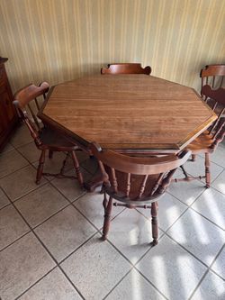 Real wood expanding dining room table set