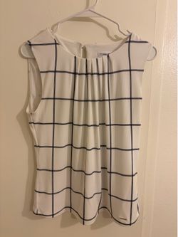 Elegant Calvin Klein Grid Print Shell Top - Professional/Business Casual