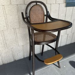 Early 20th Century French Bentwood and Cane High chair