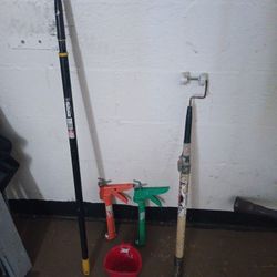 Paint Tool Lot-2 Extension Paint Poles,2 Mini Rollers, Works Paint Cup , 2 Caulk Guns $15 FIRM