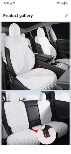 KARCLE Ice Silk Seat Covers for Tesla Model Y 2025-2026, White