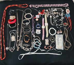 Jewelry Wear or Craft About 50 Pieces - Watches, Bracelets, Necklaces, Misc