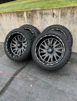 22x12 TIS 547BM OFF-ROAD WHEELS RIMS + TIRES (4) NEW-WE FINANCE NO CREDIT OK