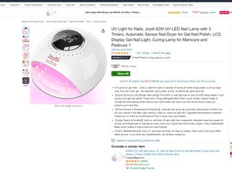 UV Light for Nails, Joytii 82W UV LED Nail Lamp with 3 Timers, Automatic Sensor Nail Dryer for Gel Nail Polish
