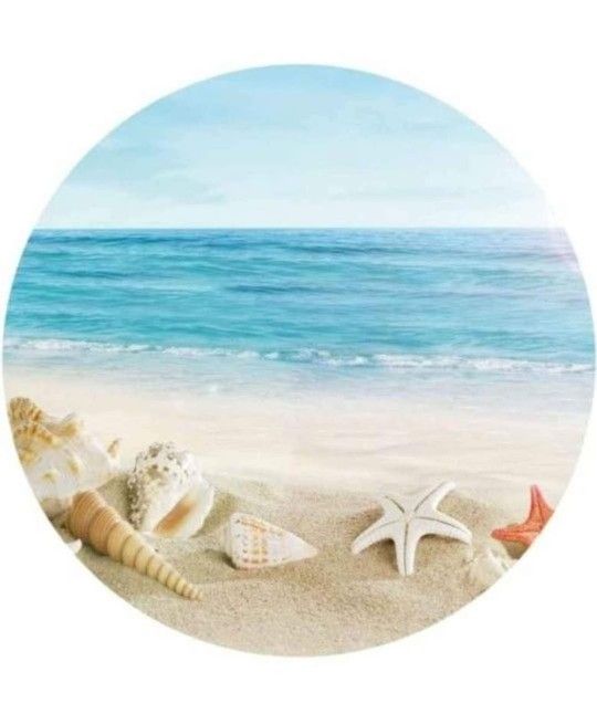 NEW! 7'x7' Round Fabric Hawaiian Seaside Beach Backdrop for Photoshoot Prop or party decoration