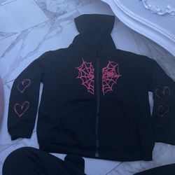 pink heart spiderweb jacket 