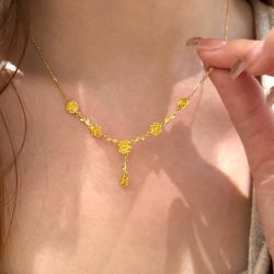 Sand gold rose necklace women's light luxury niche ins temperament pendant